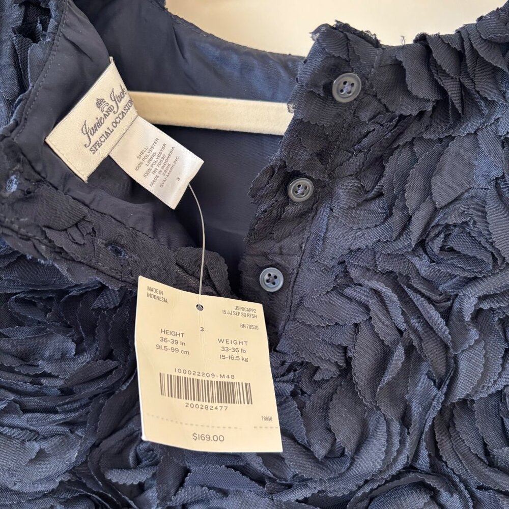 NWT Janie and Jack Special Occasion Dress Navy Rosette 3 - Picture 2 of 4